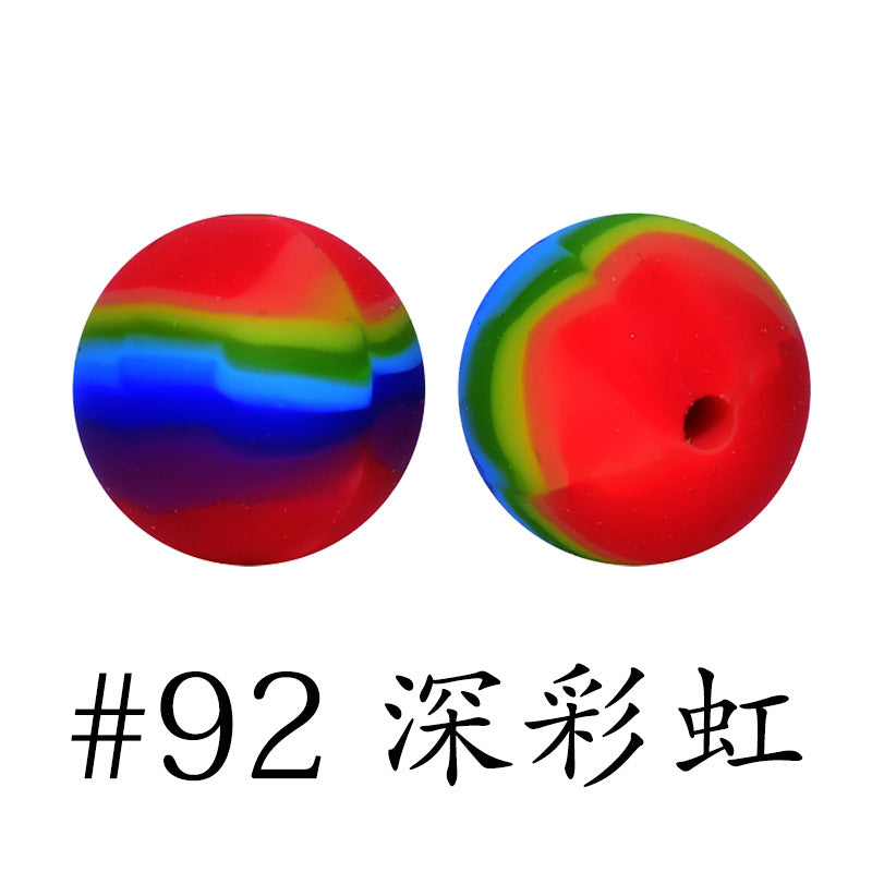 Wholesale 50pcs 16mm Print Silicone Beads Colorful Silicone Water Transfer Beads